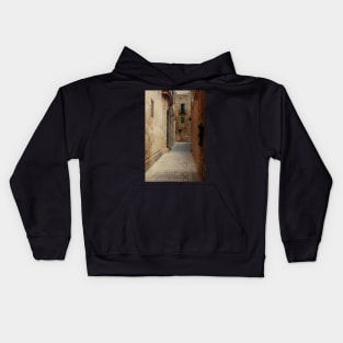 Narrow medieval street of Mdina Kids Hoodie